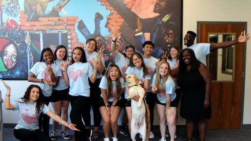 students posing for group photo